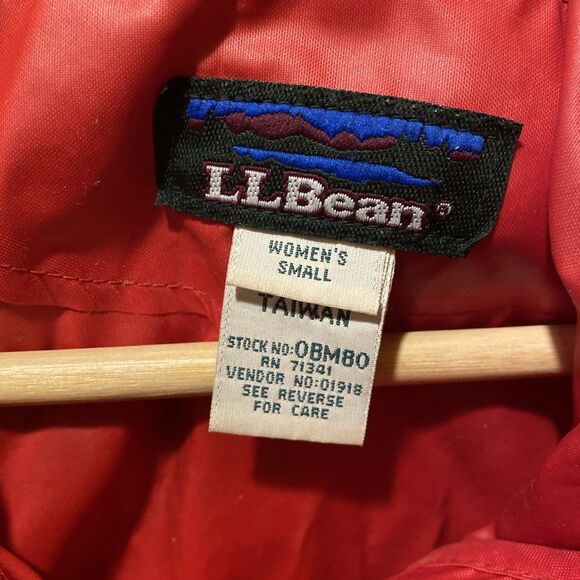 Vintage LL Bean Full Zip Windbreaker Jacket Womens US size Small Red Lightweight - Picture 2 of 6